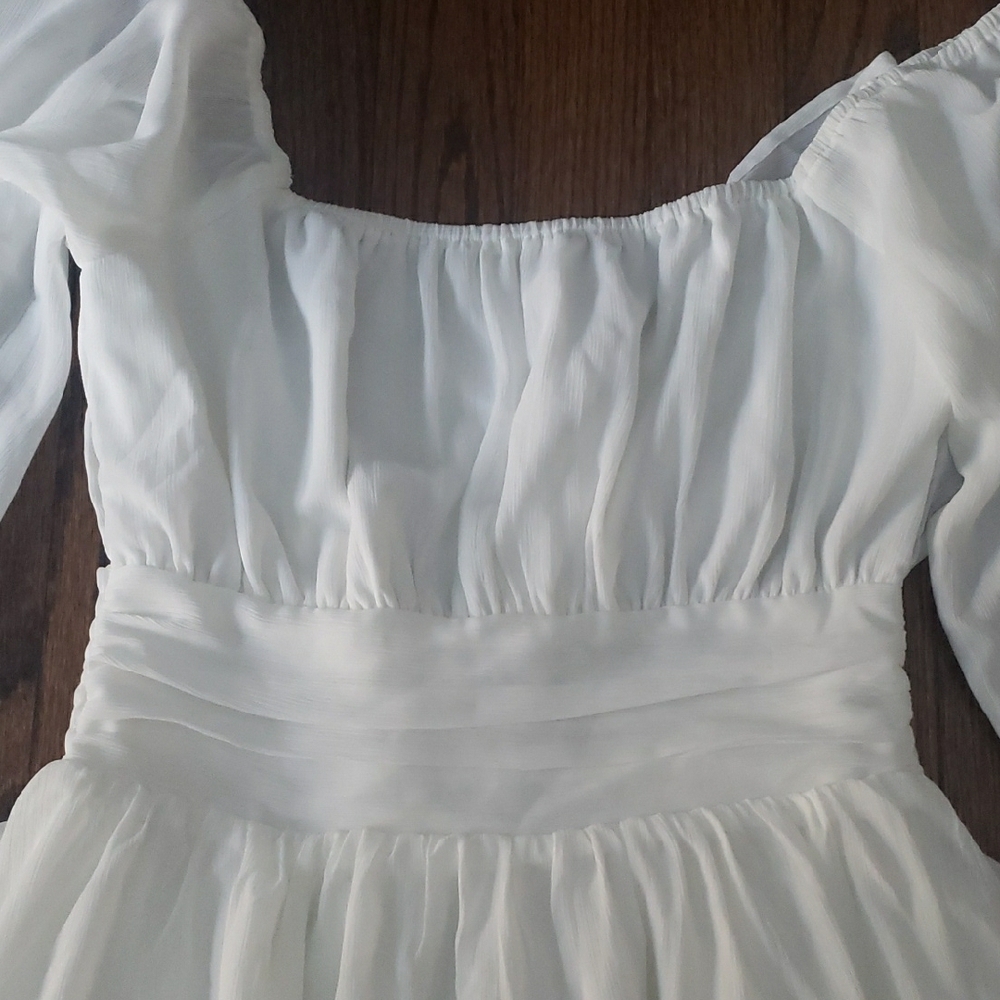 Elegant White Tie Back Women's Dress - Picture 8 of 15